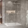 Porte de douche 54 po x Bellini 2.0 42 po en coin chrome fermeture sur retour mur à droite porte à gauche
