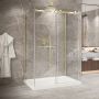 Porte de douche 54 po x Bellini 2.0 42 po or brossé sur mur en or brossé
