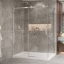 Porte de douche 60 po x Bellini 2.0 42 po en coin chrome fermeture sur retour mur à gauche porte à droite