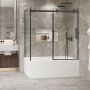 Porte de baignoire 60 po x Bellini 2.0 32 po en coin noir mat fermeture sur mur mur à droite porte à droite