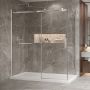 Porte de douche 72 po x Bellini 2.0 32 po en coin chrome fermeture sur retour mur à gauche porte à droite