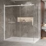Porte de douche 72 po x Bellini 2.0 42 po en coin blanc mat fermeture sur retour mur à gauche porte à droite