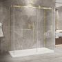 Porte de douche 72 po x Bellini 2.0 32 po or brossé sur mur en or brossé