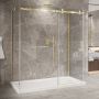 Porte de douche 72 po x Bellini 2.0 42 po or brossé sur mur en or brossé