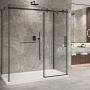 Porte de douche 72 po x Bellini 2.0 42 po noir mat sur mur