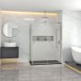 Porte de douche Barn en coin fermeture sur retour mur à droite porte à gauche en inox brossé