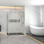 Porte de douche Barn en coin fermeture sur retour mur à droite porte à gauche en inox brossé