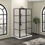 Porte de douche 48 po x Mecanex 36 po noir mat sur mur porte à gauche