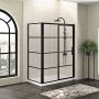 Porte de douche 60 po x Mecanex 32 po en coin noir mat fermeture sur mur mur à droite porte à droite