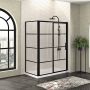 Porte de douche 60 po x Mecanex 36 po en coin noir mat fermeture sur mur mur à droite porte à droite