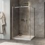 Porte de douche 48 po x Minia 32 po en coin chrome fermeture sur retour mur à gauche porte à droite