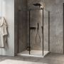 Porte de douche 48 po x Minia 32 po en coin noir mat fermeture sur retour mur à gauche porte à droite