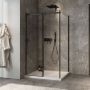 Porte de douche 48 po x Minia 32 po en coin noir mat fermeture sur mur mur à gauche porte à gauche