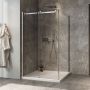 Porte de douche 48 po x Minia 42 po en coin chrome fermeture sur retour mur à gauche porte à droite