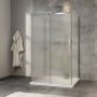 Porte de douche 48 po x Minia 32 po chrome sur mur porte à droite en chrome et verre flûte