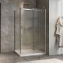 Porte de douche 48 po x Minia 36 po en coin chrome fermeture sur retour mur à droite porte à gauche en chrome et verre flûte