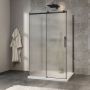 Porte de douche 48 po x Minia 36 po noir mat sur mur porte à droite en noir mat et verre flûte