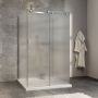 Porte de douche 48 po x Minia 42 po chrome sur mur porte à gauche en chrome et verre flûte
