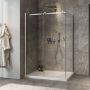 Porte de douche 54 po x Minia 32 po en coin chrome fermeture sur retour mur à gauche porte à droite