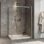 Porte de douche 54 po x Minia 32 po en coin chrome fermeture sur retour mur à droite porte à gauche