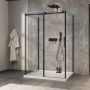 Porte de douche 54 po x Minia 32 po noir mat sur mur