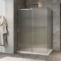 Porte de douche 60 po x Minia 32 po en coin chrome fermeture sur mur mur à gauche porte à gauche en chrome et verre flûte