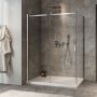 Porte de douche 60 po x Minia 36 po en coin chrome fermeture sur retour mur à gauche porte à droite