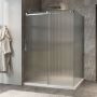 Porte de douche 60 po x Minia 42 po en coin chrome fermeture sur mur mur à gauche porte à gauche en chrome et verre flûte