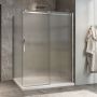 Porte de douche 60 po x Minia 42 po en coin chrome fermeture sur retour mur à droite porte à gauche en chrome et verre flûte