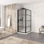 Porte de douche 32 po x Materia 42 po en coin noir mat carré mur à gauche