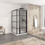 Porte de douche 42 po x Materia 42 po en coin noir mat rectangulaire porte décentrée mur à droite