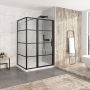 Porte de douche 54 po x Materia 42 po en coin noir mat rectangulaire porte décentrée mur à droite
