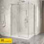 Porte de douche 48 po x Piazza 42 po en coin chrome fermeture sur retour mur à gauche porte à droite