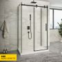 Porte de douche 48 po x Piazza 36 po noir mat sur mur