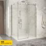 Porte de douche 48 po x Piazza 42 po en coin chrome fermeture sur retour mur à droite porte à gauche