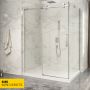 Porte de douche 60 po x Piazza 42 po en coin chrome fermeture sur retour mur à gauche porte à droite