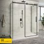 Porte de douche 60 po x Piazza 42 po noir mat sur mur