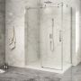 Porte de douche 54 po x Piazza 2.0 32 po en coin chrome fermeture sur retour mur à gauche porte à droite