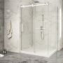 Porte de douche 54 po x Piazza 2.0 42 po en coin blanc mat fermeture sur mur mur à gauche porte à gauche