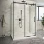 Porte de douche 54 po x Piazza 2.0 42 po noir mat sur mur