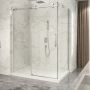 Porte de douche 60 po x Piazza 2.0 42 po en coin chrome fermeture sur retour mur à gauche porte à droite