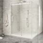 Porte de douche 60 po x Piazza 2.0 42 po en coin blanc mat fermeture sur mur mur à gauche porte à gauche