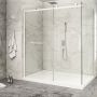 Porte de douche 72 po x Piazza 2.0 42 po en coin blanc mat fermeture sur retour mur à gauche porte à droite