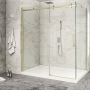 Porte de douche 72 po x Piazza 2.0 42 po en coin or brossé fermeture sur retour mur à gauche porte à droite en or brossé