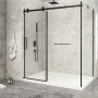Porte de douche 72 po x Piazza 2.0 42 po en coin noir mat fermeture sur mur mur à gauche porte à gauche
