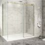 Porte de douche 72 po x Piazza 2.0 32 po en coin or brossé fermeture sur mur mur à droite porte à droite en or brossé