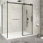 Porte de douche 72 po x Piazza 2.0 42 po en coin noir mat fermeture sur mur mur à droite