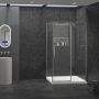 Porte de douche Piazza 54 po x 36 po en coin rectangulaire en angle, mur à droite, Chrome