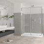 Porte de douche 60 po x Quadro 42 po en coin chrome fermeture sur retour mur à droite porte à gauche