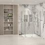 Porte de douche 48 po x Slim 42 po en coin chrome fermeture sur retour mur à droite porte à gauche